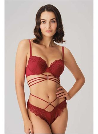 Balenli Destekli Dolgulu Göbek Detaylı Dantelli Sütyen ve String Takım