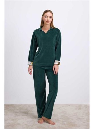 Uzun Kollu Kadife Sweatshirt ve Pantolon Pijama Takımı