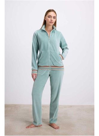 Kadife Dokulu Uzun Kollu Sweatshirt ve Pantolon Takımı