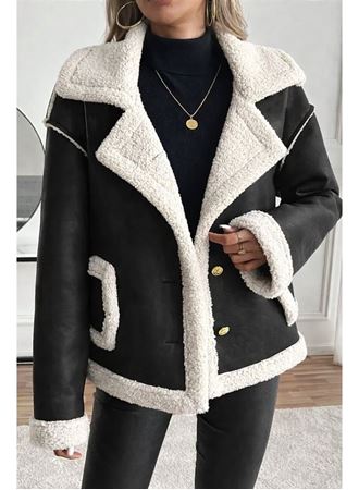 Kadın Uzun Kollu Yakalı önden Düğmeli Cep Detaylı Süet Ceket