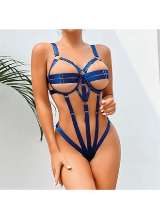 Fantezi Lastik Body Harness Mavi