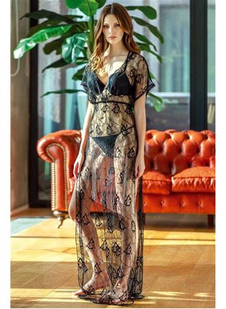 Kadın Dantelli Gecelik Balenli Destekli Dolgulu Önden Açılan Sütyen ve String 3'lü Takım (4741)