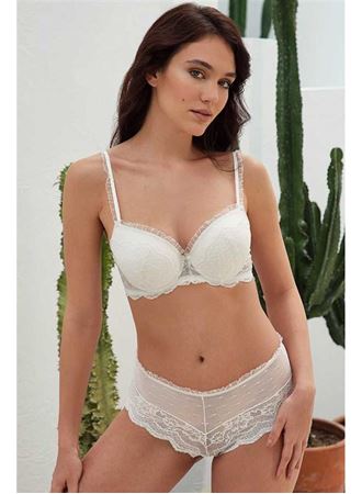 Kadın Balenli Destekli Dolgulu Yaka Detaylı Dantelli Sütyen ve Yüksek Bel Külot Takım (4822)