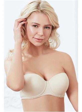 Kadın Balenli Destekli Dolgulu Askısız Straplez Günlük Klasik T-Shirt Sütyeni (3241)