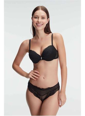 Kadın Balenli Destekli Dolgulu Taşlı Dantelli Sütyen ve Slip Takım (4825)