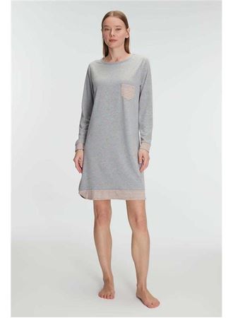 Anıl Kadın Pamuklu Uzun Kollu Gecelik – Yumuşak Dokulu, Nefes Alabilen ve Zarif Ev Konforu 11275