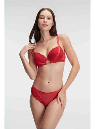 Anıl 4841 Fantezi Destekli Balenli Kaplı İpli Aksesuarlı Sütyen Slip İç Çamaşırı Takımı