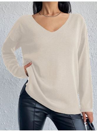 Kadın Uzun Kollu V Yaka Triko Bluz