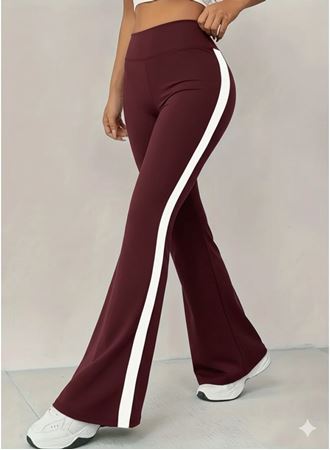 Kadın Yüksek Bel İspanyol Paçalı Yanlardan şerit Detaylı Dalgıç Tayt Pantolon