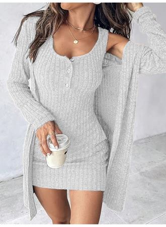 Kadın Askılı Yuvarlak Yakalı önü Düğmeli şardonlu Kaşkorse Mini Elbise Ve Kısa Ceket