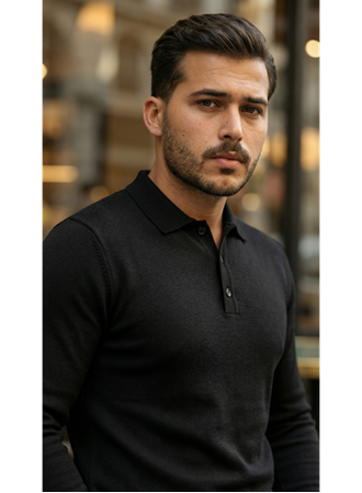 Erkek Düğme Yakalı Triko