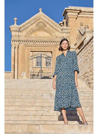 Etnik Desenli Truvakar Kollu Elbise