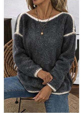 Kadın Uzun Kollu Kayık Yaka Triko Bluz