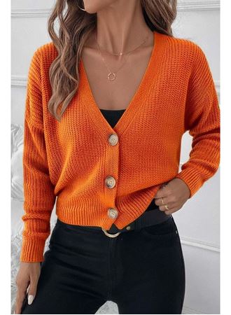 Kadın Uzun Kollu Düğme Detay Triko Bluz