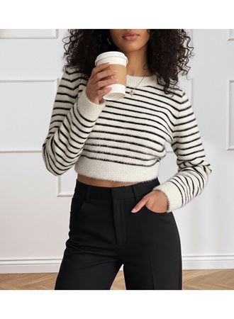 Kadın Uzun Kollu Balıkçı Yaka Crop Triko Bluz