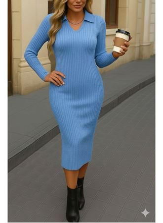 Kadın Siyah Triko Uzun Elbise