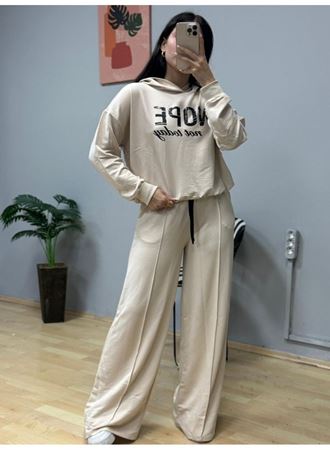 Kadın Uzun Kollu Nope Baskılı Beli Ribanalı Ikili Takım