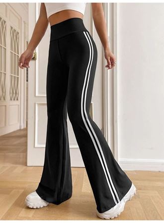 Kadın Yüksek Bel şerit Detaylı Ispanyol Paçalı Dalgıç Pantolon