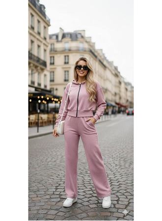 Kadın Uzun Kollu Kapüşonlu Hırka Ve Pantolon Ikili Takim