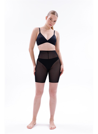 Siyah MI EMAY 2705 Lazer Tül Toparlayıcı Paçalı Boxer Hayalet Korse