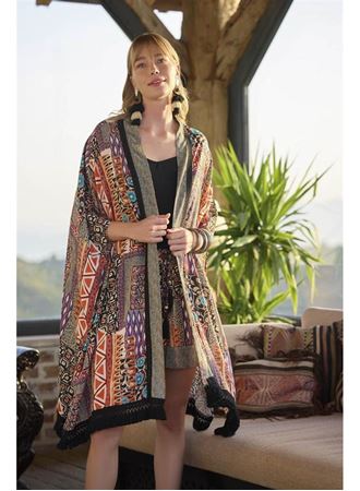 Etnik Desenli 3'lü Alt Üst Takım