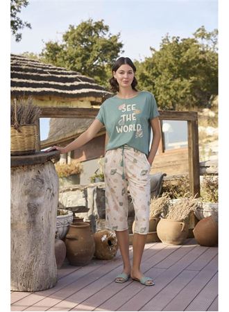 Desenli ve Baskılı "See the World" Kapri Takımı