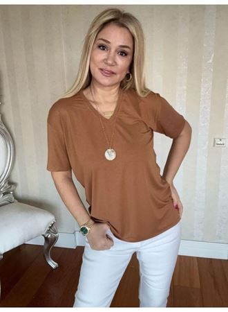 Kadın Kısa Kollu V Yaka Bluz