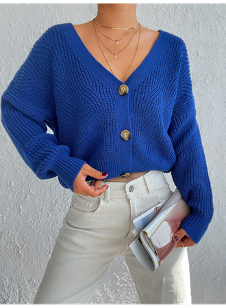 Kadın Uzun Kollu Düğme Detay Triko Hırka