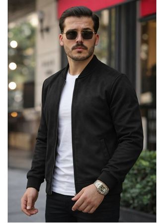 Erkek önden Fermuarlı Içi Astarlı Süet Ceket