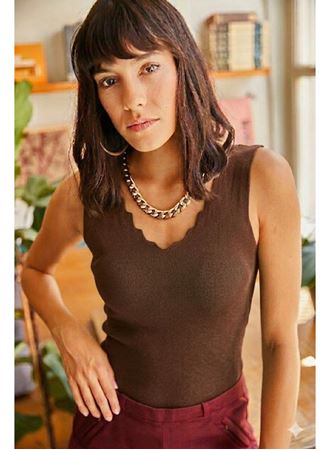 Kadın Omuz Askılı V Yaka Lazer Kesim Kaşkorse Kumaş Atlet