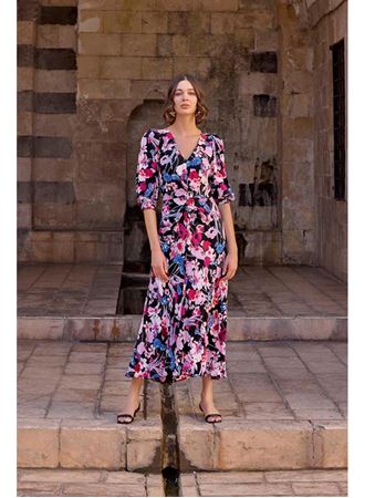 Çiçek Desenli Viskon Elbise