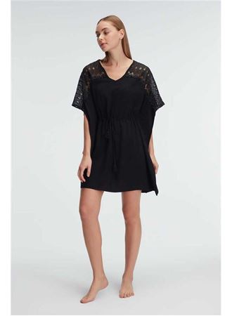 Kısa Kol V Yaka Kadın Viskon Düz Yazlık Mini Dantel Detaylı Pijama Takımı Anıl 5760