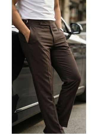 Erkek Toka Detaylı Oldmoney Kumaş Pantolon