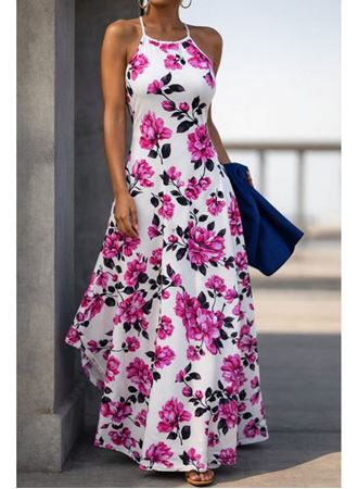 Kadın Omuzlardan Açık Ip Askılı Desenli Uzun Süprem Elbise