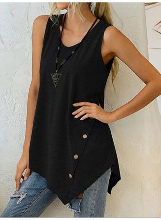 Kadın Askılı Yuvarlak Yakalı Asimetrik Kesim Detaylı Viskon Bluz