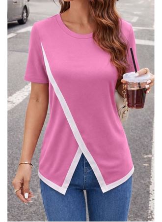 Kadın Kısa Kollu Bisiklet Yaka Viskon Bluz