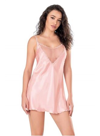 Somon Kısa Saten Gecelik 8111