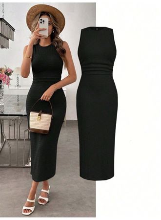 Kadın Askılı Bisiklet Yaka Beli Büzgülü Uzun Bürümcük Elbise