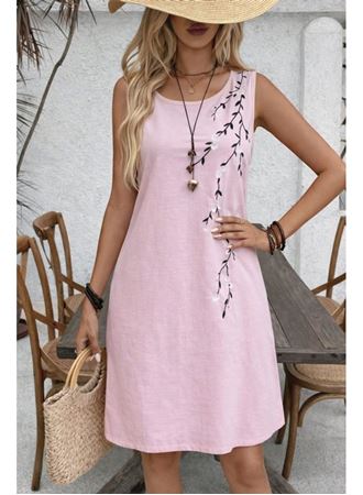 Kadın Askılı Yuvarlak Yakalı çiçek Desenli Kısa Elbise