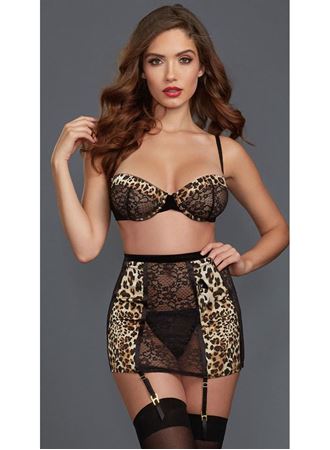 Leopar Desenli Jartiyerli Fantezi Sütyen Takımı