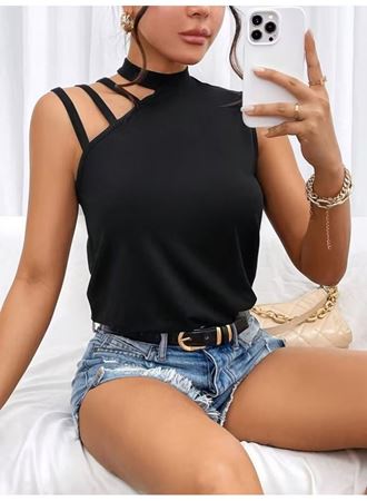 Kadın Omuzdan şerit Detaylı Yarı Balıkçı Yaka Viskon Bluz