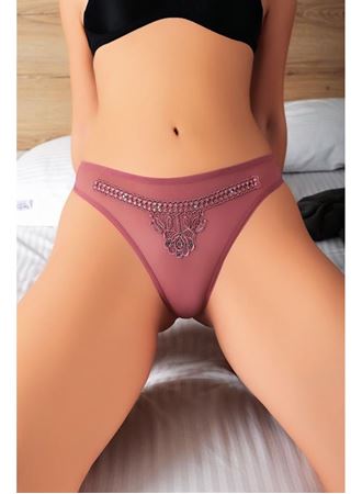 Vizon Nakış Desenli Taşlı Fantezi Tanga String