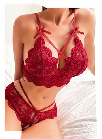 Özel Bölgesi Açık Seksi Bustiyerli Sütyen Külot Takım