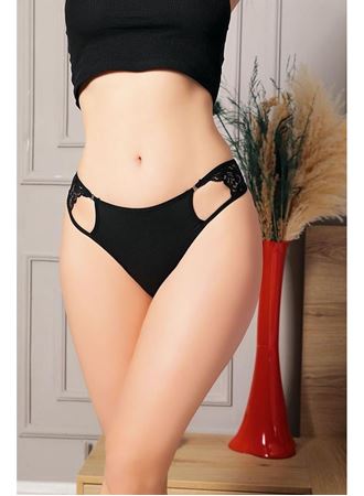 Siyah Bel Kısmı Dantelli Külot