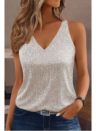 Kadın Askılı V Yakalı Pulpayetli Bluz