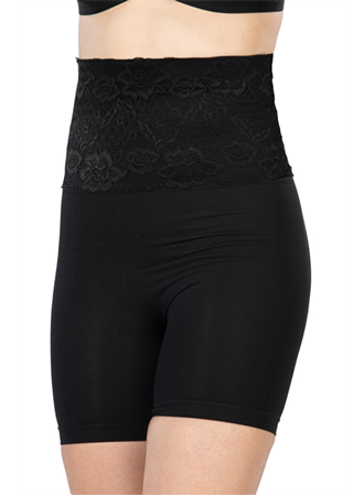 Siyah MI Emay 2091 Önü Dantelli Yüksek Bel Boxer Korse