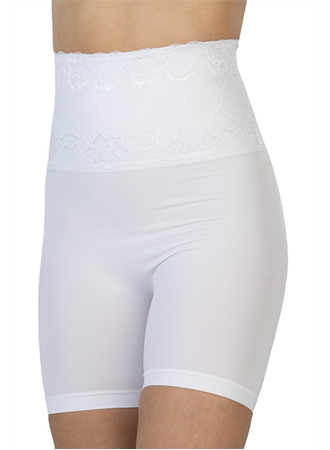 Beyaz MI Emay 2091 Önü Dantelli Yüksek Bel Boxer Korse