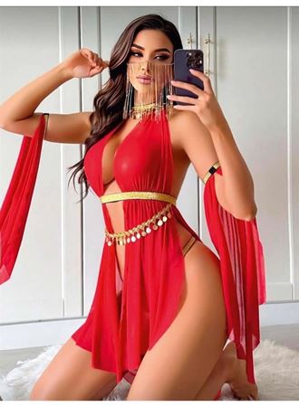 Özel Tasarım Kırmızı Dansöz Kostümü