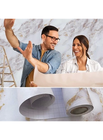 Mermer Desenli Masa Tezgah Mutfak Su Geçirmez Yapışkanlı Folyo Sticker Sarı 5x0,6m (