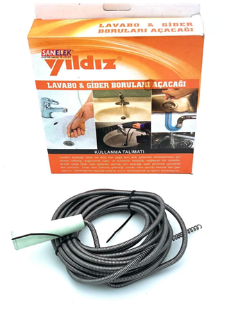 Lavabo ve Gider Boru Açacağı Lavabo Tıkanıklık Açma Sustası 8 Metre (